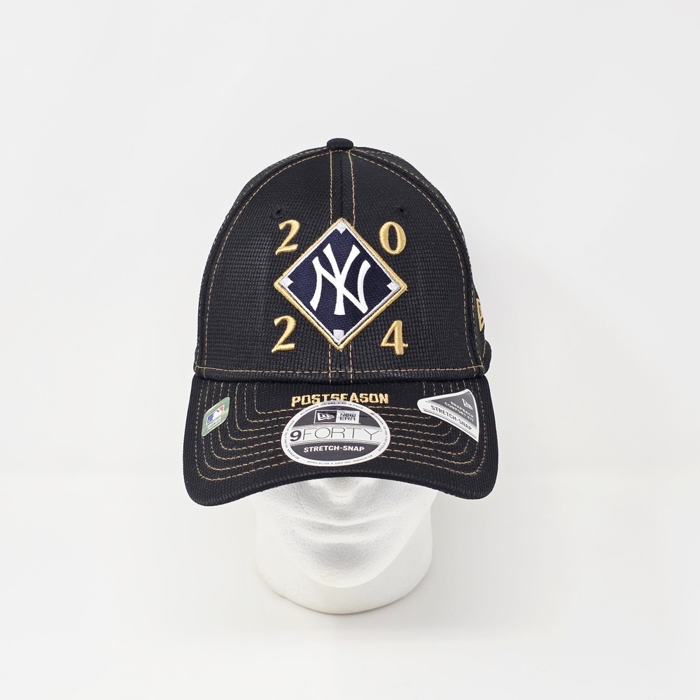 New York Yankees New Era 9Forty 2024 MLB Post Season Snapback Hat Cap Black Gold